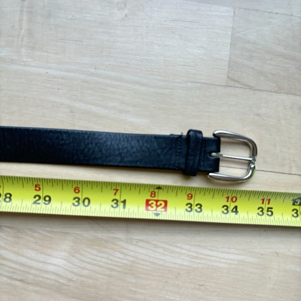 Les Creations Elite Black Genuine Leather Belt Size‎ 30 Metal Buckle 80s Retro - Picture 9 of 10